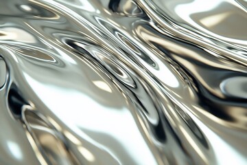 Reflective Silver Waves: A Textured Abstract Surface