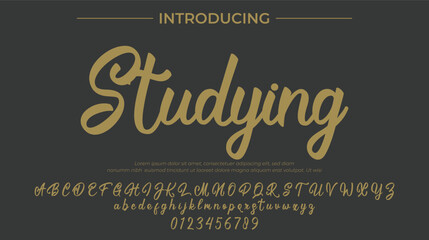 Studying Font Stylish brush painted an uppercase vector letters, alphabet, typeface
