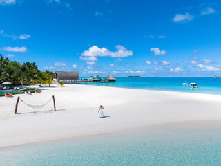 Aerial views of Velavaru Island in Maldives