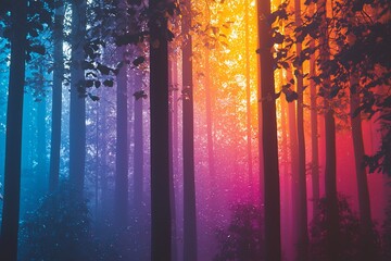 Enchanting Forest: A Vibrant Symphony of Colors and Light