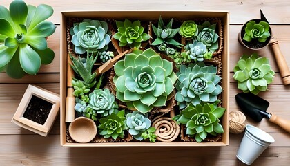 Plant arrangement event indoor space gardening content natural environment top-down view sustainable living concept for eco-friendly lifestyle