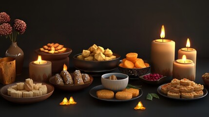 Diwali day. food vectors. Ultra realistic. Photorealistic