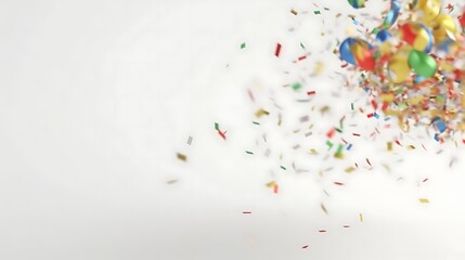 Colorful Confetti Falling Against White Background
