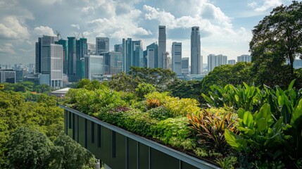 Fototapeta premium Urban Green Roof Design with City Views