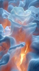 Abstract representation of translucent forms with glowing elements.