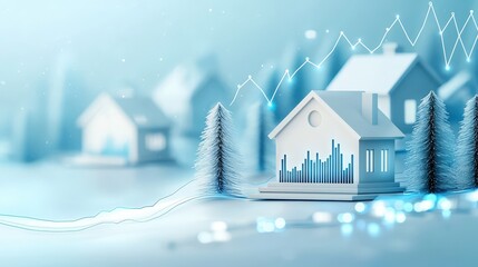 Naklejka premium Modern Home with Financial Growth Conceptual Illustration