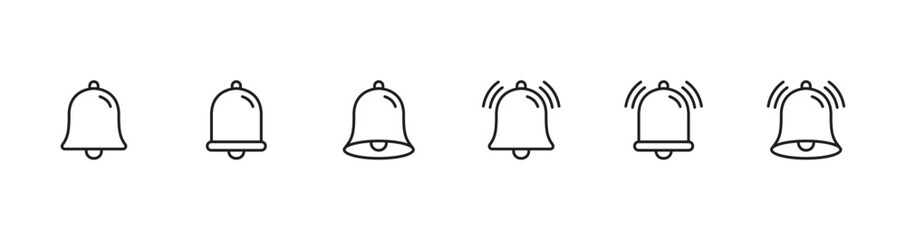 Notification ringing bell icon set	