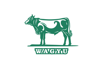 WAGYU CATTLE, QUALITY BEEF, silhouette of great japan cow standing vector illustrations