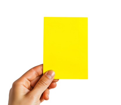 hand holding yellow sticky note