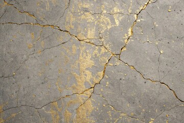 Obraz premium Grey gold surface with cracks and imperfections, modern industrial design, high-end aesthetic, damaged, premium materials, luxurious material