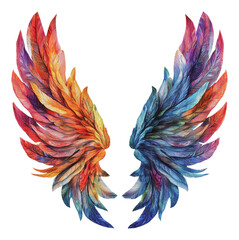 Obraz premium PNG Colorful feather wings on a white background