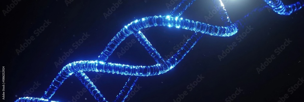 Aufkleber the artwork features a vibrant depiction of dna strands, glowing in blue against a black backdrop, i