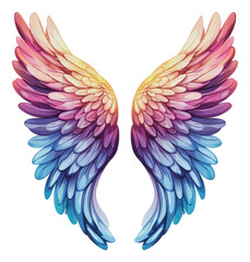 Obraz premium PNG Colorful feathered wings with a gradient design
