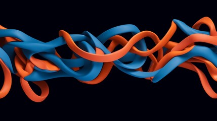 Abstract Blue And Orange Intertwined Ribbons