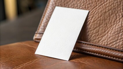 Professional Vertical Business Card Mockup with a Leather Texture Background, rich color, smooth texture, classic design, sophisticated look, luxurious feel