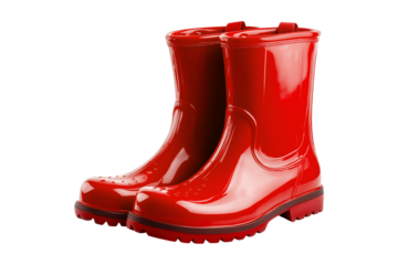 red rubber boots isolated on white