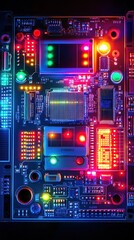 Obraz premium A computer board with many lights on it
