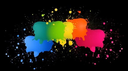 Rainbow Color Splashes Against Black Background