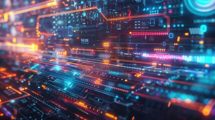 Obraz premium Illustrate an otherworldly holographic interface hovering in mid-air