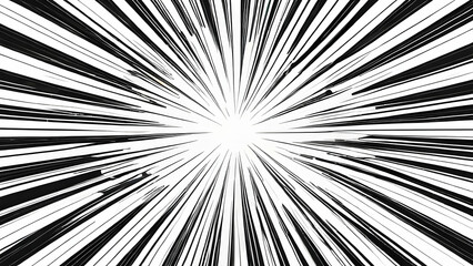 Fototapeta premium Abstract comic book-style flash explosion with dynamic radial patterns, perfect for action-packed designs and manga-inspired visuals.