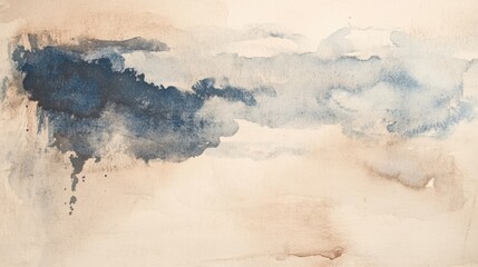 Gentle watercolors create a serene backdrop with flowing blue and neutral tones, capturing the essence of a peaceful landscape. Generative AI