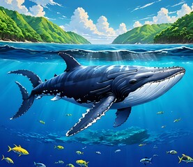 Humpback whale in vava'u ,tonga