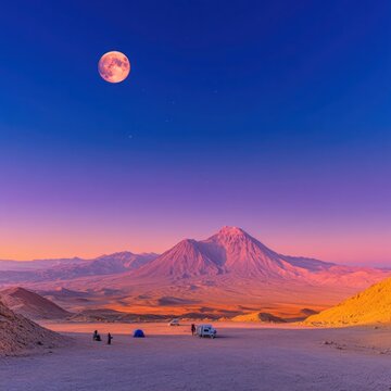 Sunset Panoramic View of Andes Mountain Range from Moon Valley, Atacama Desert, Chile - Web Banner