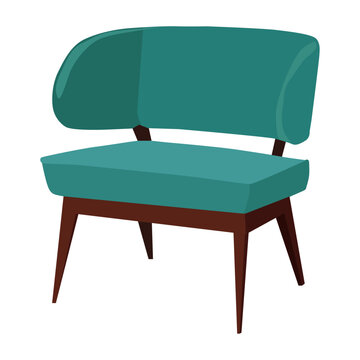 teal armchair mid-century modern style clip art preview