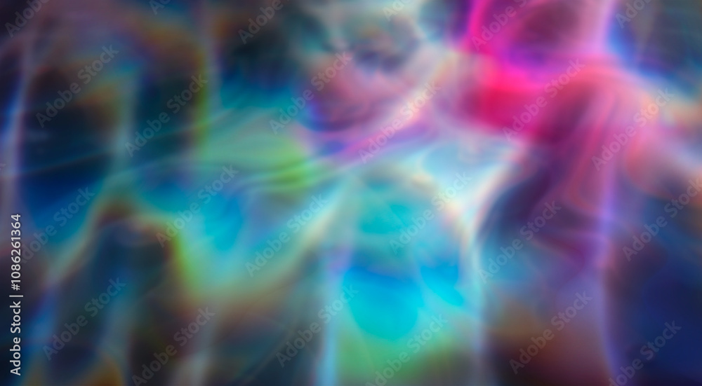 Poster captivating abstract illustration featuring iridescent ripples and overlapping bubbles in soft hues 