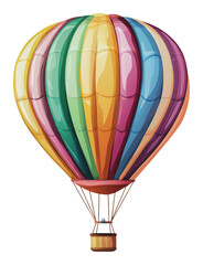 Fototapeta premium PNG Colorful hot air balloon soaring over fields