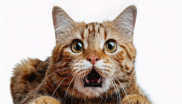 a high-definition picture of a cat who is angry and surprised