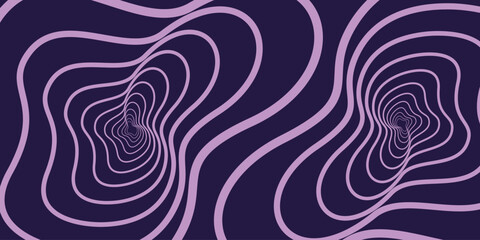 A wavy abstract line pattern in pastel lavender against a dark purple background, resembling topographic maps. It creates a soothing yet dynamic effect, perfect for designs, backgrounds, or posters.