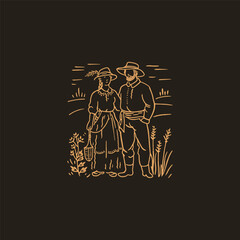 Farmer couple design vector vintage