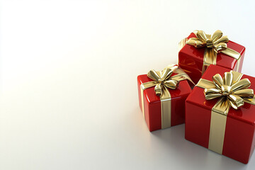 Obraz premium 3D gift boxes with golden ribbons, white background