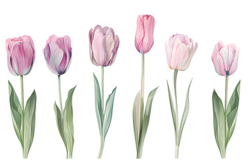 Fototapeta premium Watercolor Hand-Painted Tulips