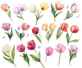Obraz premium Watercolor Hand-Painted Tulips