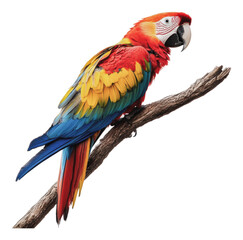 Obraz premium PNG Colorful parrot perched on a branch in nature