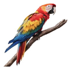 Fototapete PNG Colorful parrot perched on a branch in nature © ColdFire