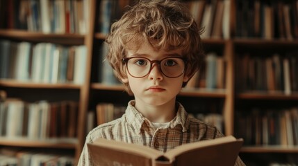 Young Reader in a Library