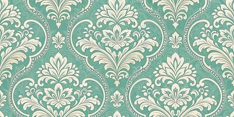 Obraz premium Damask seamless wallpaper background, classic look, elegant damask pattern, sophisticated atmosphere