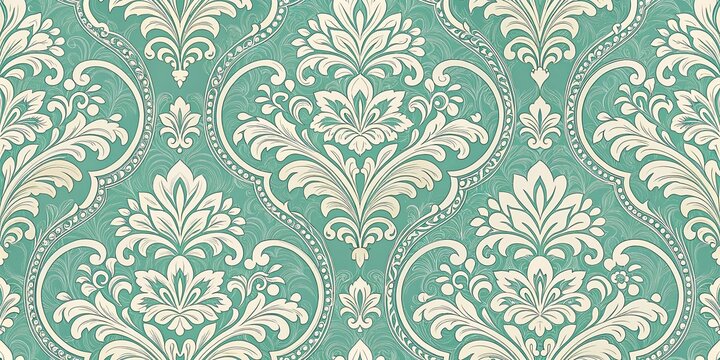 Fototapeta Damask seamless wallpaper background, classic look, elegant damask pattern, sophisticated atmosphere