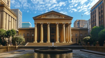 Obraz premium Grand neoclassical building with fountain.