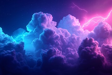 Electric Serenity: A Journey Through Neon Clouds and Thunder