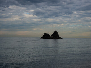 冬の日本海　水平線　新潟県糸魚川市