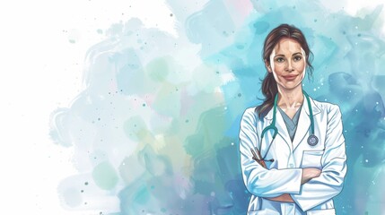 Professional Cartoon of a Female Healthcare Worker