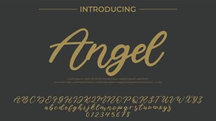 Angel Font Stylish brush painted an uppercase vector letters, alphabet, typeface