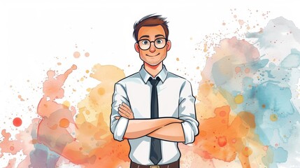 Cartoon Marketing Manager with Creative Background