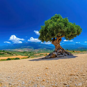 Ancient Olive Tree in Golgo Plateau, Baunei, Ogliastra, Sardinia, Italy