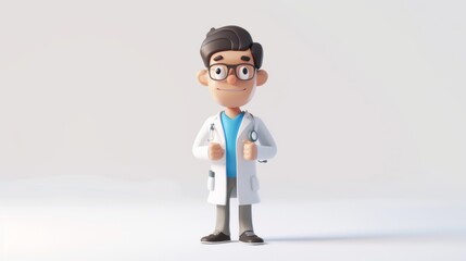 Minimalist Cartoon Doctor Character in 3D Style