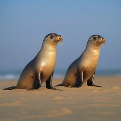 Fototapeta premium Fur Seals Resting on Cape Cross Beach, Swakopmund, Namibia's Seal Reserve in Africa